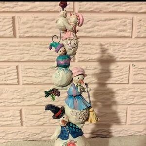 Jim Shore Snowman Stack with Pastel Hues